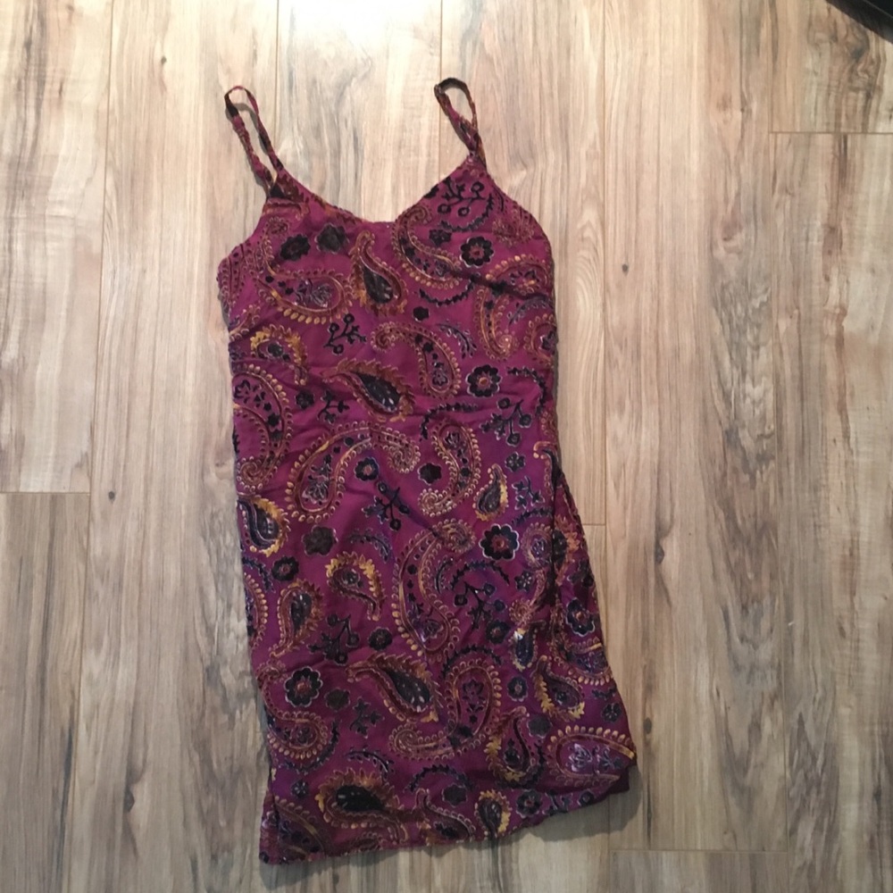 Slip Dress with Velvet Embroidery‎